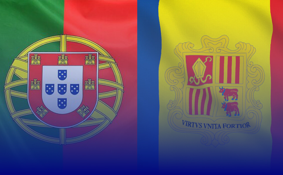 Bandeiras de Portugal e Andorra lado a lado, simbolizando a cooperação e os laços diplomáticos entre os dois países, tema central do artigo.